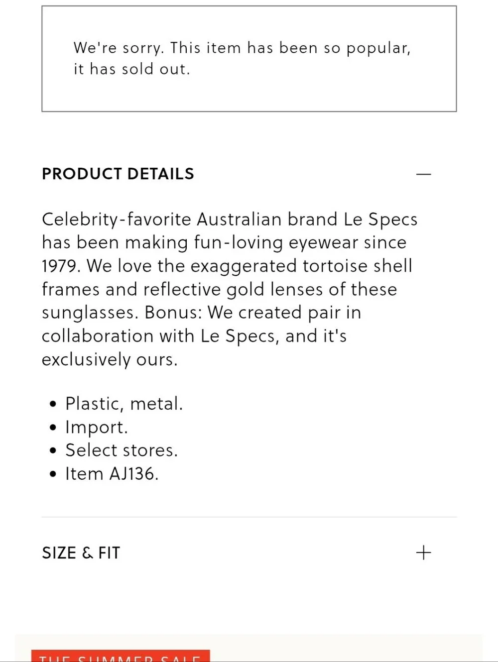 J CREW x Le Specs Matriarch Tortoise  Sunglasses